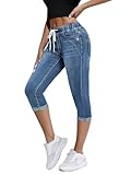 Onsoyours Capri Jeans Damen Sommer Caprihose 3/4 Jeans Caprihose Hohe Taille Denim Hose Kurze Skinny...