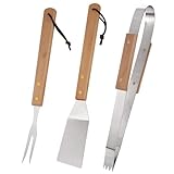 BBQ Tool Set Grills Tool Mit Holzgriff Camping Grills Spatel Gabel Zange Grillwerkzeug Für Outdoor...