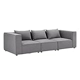 Juskys modulares Sofa Domas M - Couch für Wohnzimmer - 3 Sitzer mit Armlehnen & Kissen - 130 kg...
