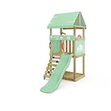 Wickey Spielturm DinkyHouse ohne Schaukelanbau - pastellgrüne Rutsche & Plane - Kinder Kletterturm...