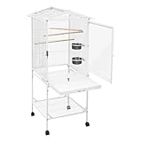 Papageienkäfig, Vogelkäfig Groß mit 4 Rollen Bodenschubfach, Futterklappe, Vogelkäfig mit...