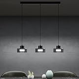 Mai & Mai Pendelleuchte 70cm LED Hängelampe 3 Flammig 3000K/4000K/6000K Verstellbares Kabel Schwarz...