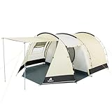 CampFeuer Zelt Super+ für 4 Personen | Sand/Schwarz | XXL Tunnelzelt mit 2 Eingängen und Vordach,...