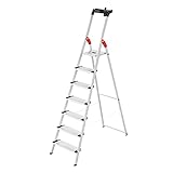 Hailo Stehleiter ComfortLine, 7 XXL-Stufen bis 150 kg, Leiter aus Aluminium mit Ablage & tiefer...