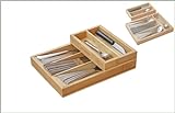 KARBAN 2-teiliger Bambus Besteckeinsatz | Besteckkasten für Schubladen oder als Tisch Besteckhalter...