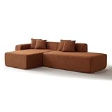 Modulares Modulsofa, Modernes L-förmiges Modulsofa mit Liegesessel in Lammfellstoff, 5-Sitzer...