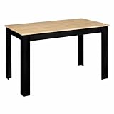 IDMarket - Esstisch, rechteckig, Rozy für 6 Personen, schwarz, Platte in Buche-Optik, 110 cm