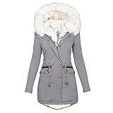 KHIRVWL Winterjacke Damen Lang Wintermantel Warm Winter Jacke Mit Kapuze ReißVerschluss Parka...