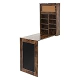 ML-Design Wandtisch klappbar, Holzfarben, Wandklapptisch mit Tafel, 8 Fächern & Pinnwand,...