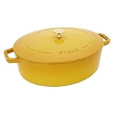 Staub Schmortopf aus Gusseisen, flach, oval, 6,25 l, Zitronengelb