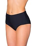 Aquarti Damen Bikinihose Bikini-Slip mit Hohem Bund, Farbe: Schwarz, Größe: 44