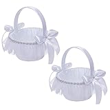 Hochzeit Blumenkorb, 2 Stück Blumenmädchen Korb mit Henkel Blumenkinderkörbchen Hochzeitskorb...