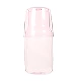SEWACC Glaskaraffe mit Trinkglas 1 Satz aus Hochborosilikat Glas Hitzebeständig Rutschfest Rosa...
