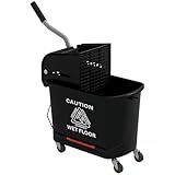 HOMCOM Putzwagen Reinigungswagen mit Wischmopp Presse 20 L Eimer mit Trennwand für...