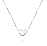 Nuoli® Herzkette Silber 925 (45 cm) filigrane Kette mit Herz für Damen, Halskette mit...