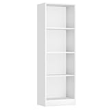 VASAGLE Bücherregal, Standregal, mit 4 Fächern, höhenverstellbare Ablagen, für Wohnzimmer,...
