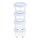 Amazon Basics ABL001 Glasaufbewahrungsbehälter, 150 ml, transparent mit blauen Deckeln, 4 Stück