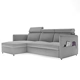 GREKPOL Sofa mit Schlaffunktion 160x220 - Hellgrau Ecksofa mit Schlaffunktion und Bettkasten - Sofa...