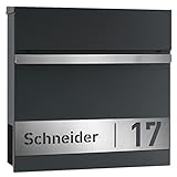 AlbersDesign - Personalisierter Design-Briefkasten individuell mit Ihrem Namen/in anthrazit...