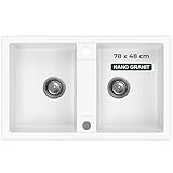 SINK QUALITY Doppel Spülbecken weiß 78x48 cm, Doppelspüle mit Siphon und Imprägniermittel,...