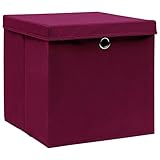 SKM Aufbewahrungsboxen Deckel 10 STK. Dunkelrot 32×32×32cm Stoff, Weight: 7.25 kg, 288344