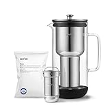 Aarke Purifier Wasserfilterkanne 1,2 L / 5 Tassen Glas & Edelstahl – inklusive Pure...