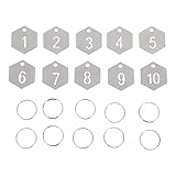 COLLBATH 10 Stück Teiliges Edelstahl Schlüsselanhänger mit Nummerierten Metallanhängern...