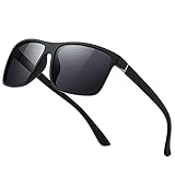 suoso Polarisiert Sonnenbrille Herren Damen Unisex Schwarz Retro Ultraleicht Rahmen UV400 Shutz...