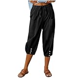 BFSWL The Summer I Turned Pretty Leinenhose Damen Baumwolle Leinen 3/4 Hose Sommer Einfarbig...