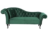 Beliani Chaiselongue Samt grün Links gesteppt mit Kissen Chesterfield-Stil Lattes