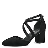 Tamaris Damen Pumps Textil Blockabsatz Vegan; BLACK, EU 38