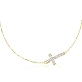 KECHO 14K Gold Kreuz Anhänger Halskette, 14 Karat Gelbgold oder Weißgold Quer liegendes Kreuz...