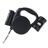 Beleuchtete Hundeleine – 5 m Zubehör Automatisch Teleskop für Tiere mit Kotbeutelhalter,...