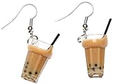 1 Paar süße Perlenohrringe, Milchtee, grüne Ohrringe, Bubble Tea, lustige Ohrringe für Frauen,...
