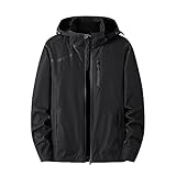 kuiazelit Herren-Regenjacke mit Kapuze, leicht, wasserdicht, Softshell-Jacke, Outdoor-Windbreaker,...