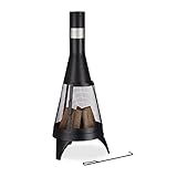 Relaxdays Terrassenofen, mit Funkenschutz, Rost & Schürhaken, Garten & Terrasse, HxD: 120 x 47 cm,...