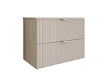 3E 3xE living.com Badezimmerschrank mit geriffelter Front, 80 cm breit, mit 2 Schubladen in hellem...