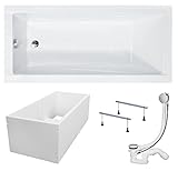 KOLMAN Badewanne MODERN Rechteck 180x80 mit Wannenträger, Ablaufgarnitur und Füßen Komplettset...