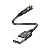 MOSWAG USB auf 3,5 mm Klinke Audio Adapter,Externe USB A Soundkarte auf 3,5 mm Aux Stereo Konverter...