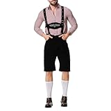 Celanisai Bayerisches Oktoberfest Kostüm Herren Trachtenset Mit Lederhose Regular Fit Bequeme...