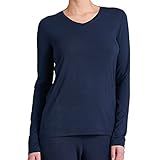 Schiesser Damen Schlafshirt Langarm Modal-Mix + Relax Pyjamaoberteil, blau_175477, 46