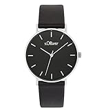 s.Oliver Armbanduhr Damen Quarzuhr Analog, mit Leder Armband, Silber, 3 bar Wasserdicht, Kommt in...