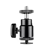 Walimex pro Premium Mini Stativkopf Kugelkopf mit 1/4 Blitzschuhadapter, 360° Drehbar Ball Head mit...