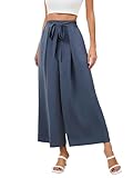 Culotte Damen Sommer Hoch Taile Palazzo Hose Weite Hose Mit Taschen Lässige Freizeithose mit...