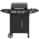 Royal Gourmet Gasgrill 3+1 Brenner Grillwagen mit 11,5 kW, Campinggrill mit Seitenbrenner, Outdoor...