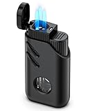 JOPOO Jet Feuerzeug Sturmfeuerzeug Jetflamme Gasfeuerzeug Gas Nachfüllbar Outdoor (Ohne Gas...