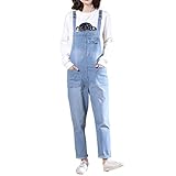De feuilles Damen Lange Denim Jumpsuits Distressed Plus Size Bib Overalls Jeans Latzhose, hellblau,...