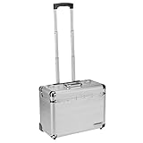 anndora Business Trolley Pilotenkoffer Laptopfach TSA Schlösser Aluminium Oberfläche Silber