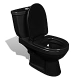 Ailgely Design Stand WC Bodenstehend mit Spülkasten Keramik Schwarz Toilette 70 x 39 x 76 cm (L x B...