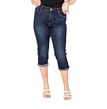 Nina Carter P200 Damen Capri Jeanshosen Große Größen HIGH Waist Jeans Sommer Hose Used-Look (42,...